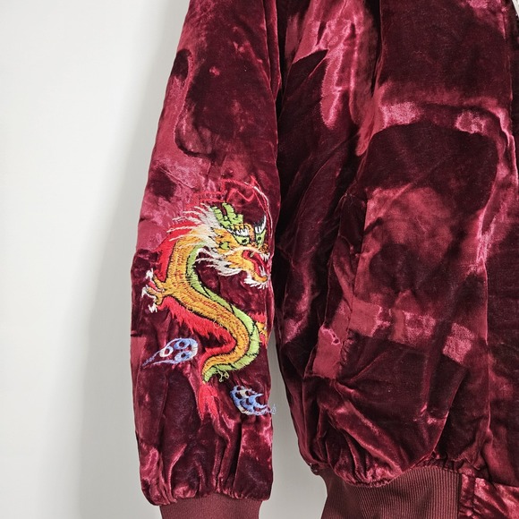 Vintage 80s Sukajan Far East Tour Okinawa Japan Bomber Jacket Dragon Small EUC - Picture 6 of 15
